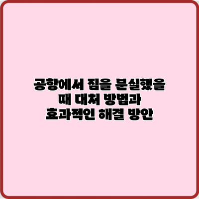 공항에서 짐을 분실했을 때 대처 방법과 효과적인 해결 방안