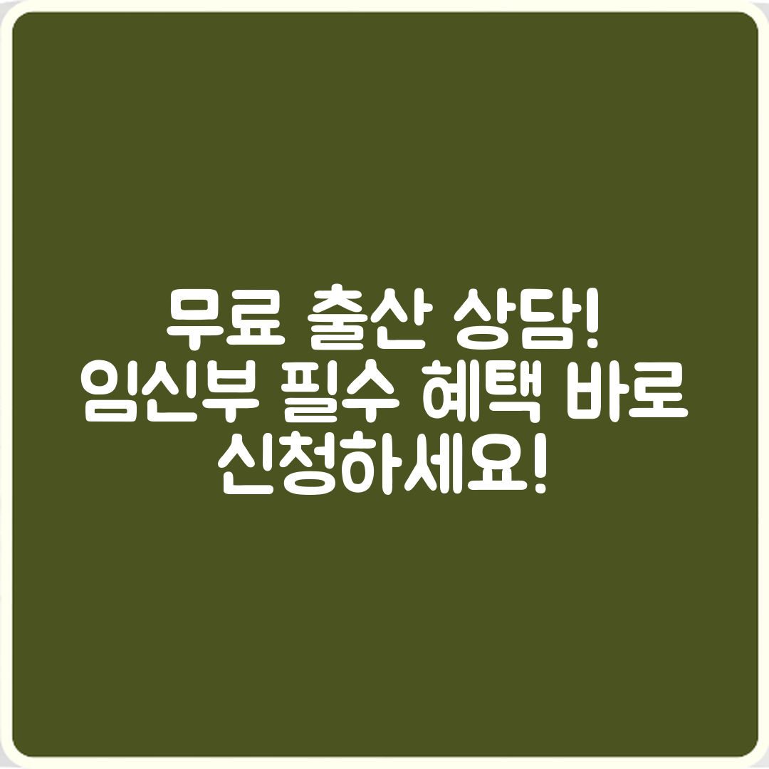 임신부를 위한 무료 출산 상담, 믿을 수 없는 혜택!