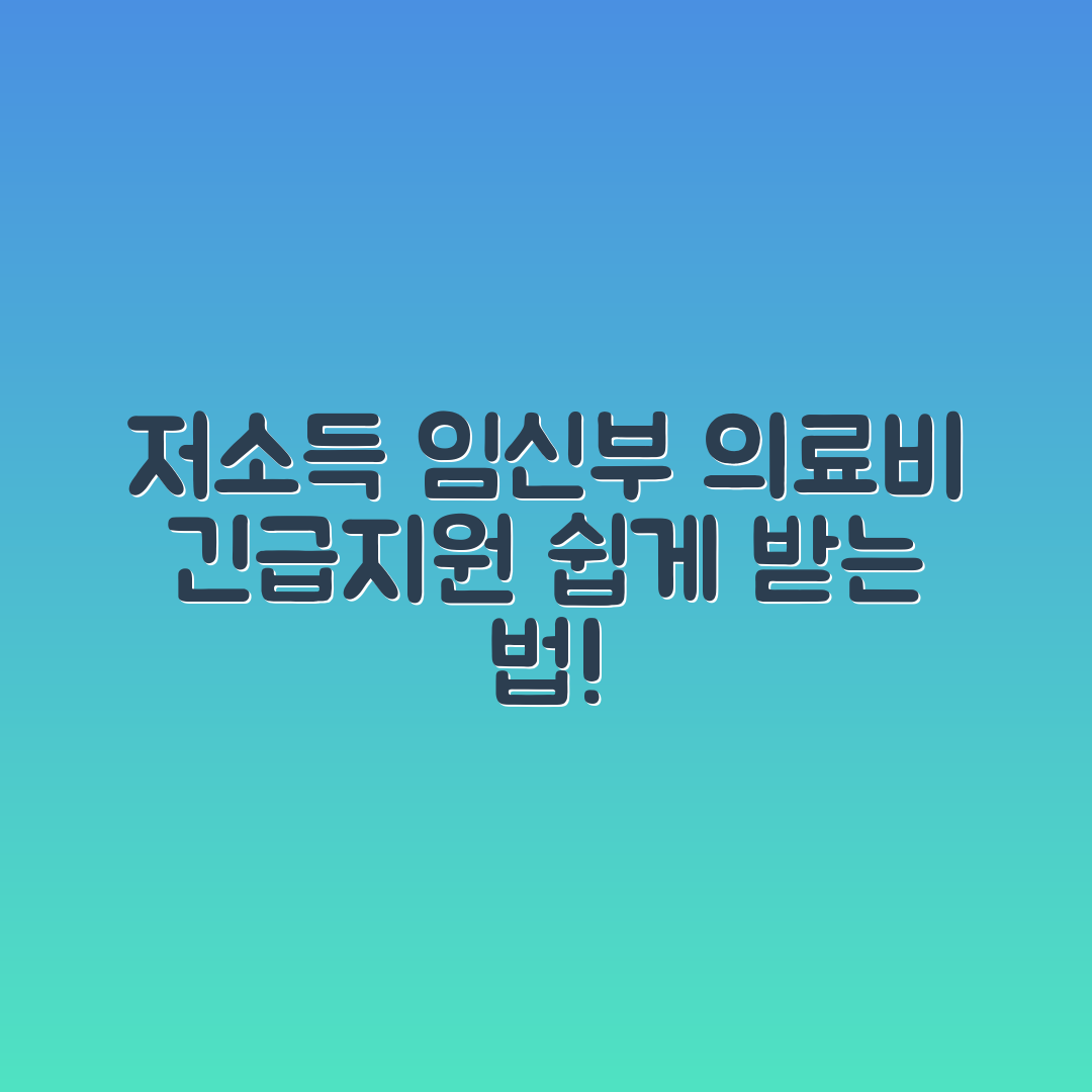 저소득층 임신부, 의료비 긴급지원 쉽게 받는 법
