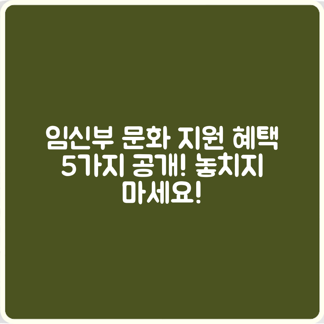 임신부를 위한 문화생활 지원 혜택 5가지