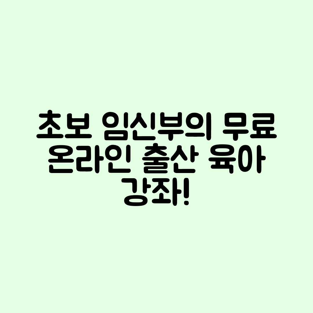 초보 임신부도 쉽게 배우는 무료 온라인 출산 육아 강좌